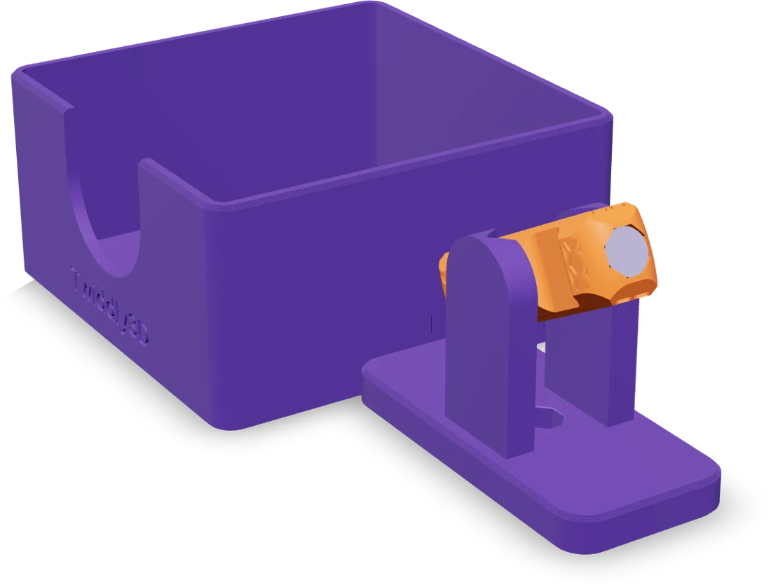 Sticky note box, rendered from the print file