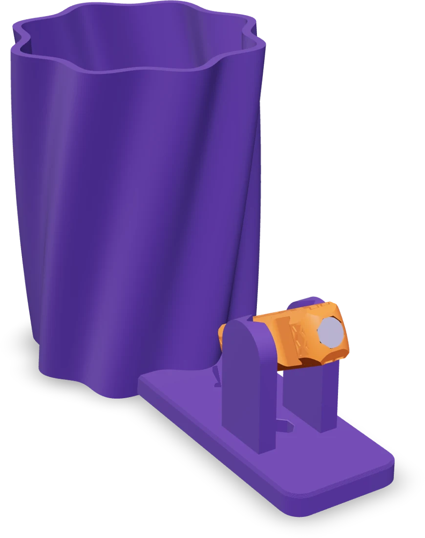 Twisted pen cup, rendered from the print file